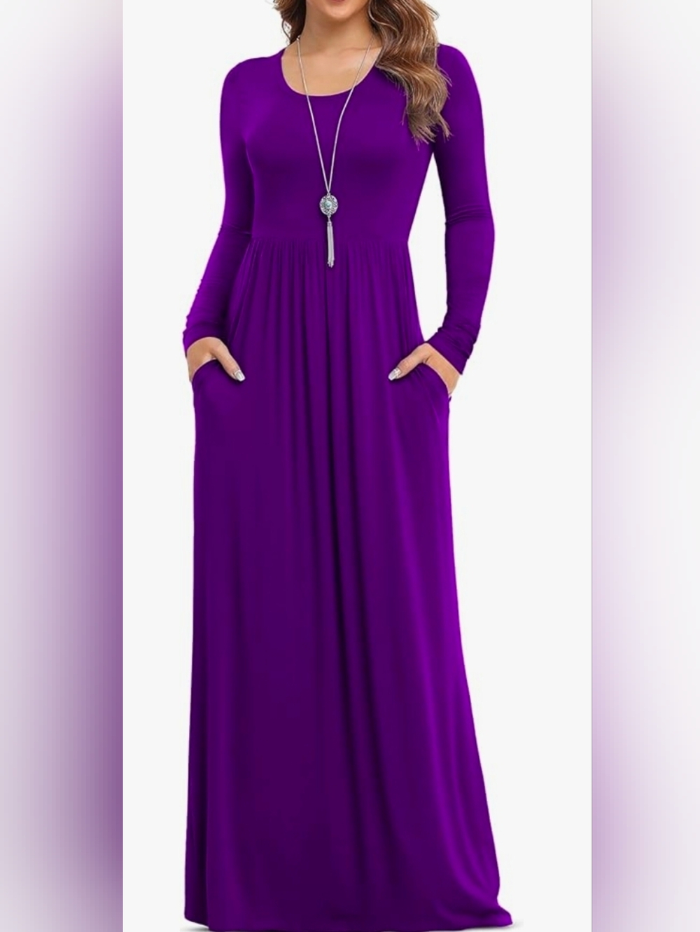 Viishow Purple Long Sleeve Maxi Dress Size S